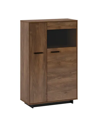 Comodă-Vitrină DELIS C2, dormitor/sufragerie, 88.8x38x140 cm, PAL melaminat/MDF/Sticlă | MobilaOK