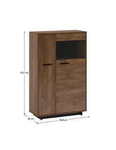 Comodă-Vitrină DELIS C2, dormitor/sufragerie, 88.8x38x140 cm, PAL melaminat/MDF/Sticlă | MobilaOK 2