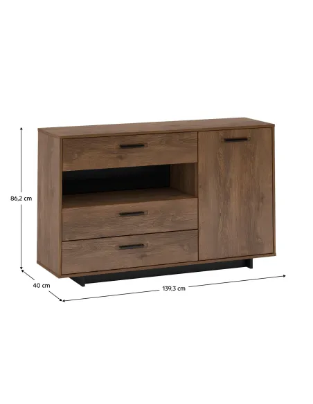 Comodă DELIS E dormitor, 139.3x40x86.2 cm, PAL melaminat/MDF | MobilaOK