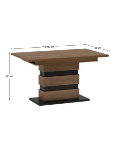 Masă pliantă DELIS S, dining/birou, 140-180x86 cm, PAL laminat stejar bolzano/negru | MobilaOK