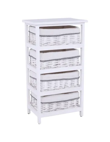 Comodă RUBY 4 pentru dormitor/hol, 40x73x29 cm, Lemn și răchită | MobilaOK