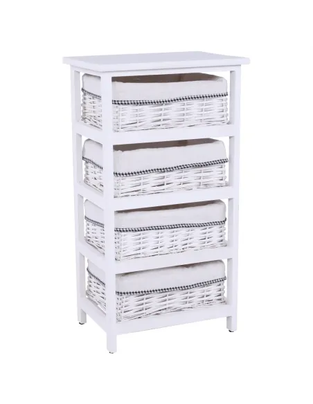 Comodă RUBY 4 pentru dormitor/hol, 40x73x29 cm, Lemn și răchită | MobilaOK