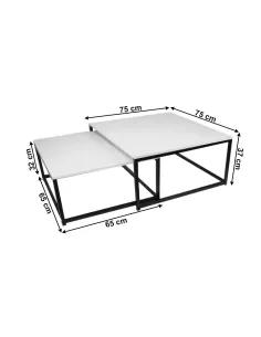Set de două Măsuțe de Cafea KASTLER NEW TYP 1, living, 75x75x37 cm și 65x65x32 cm, MDF și Metal | MobilaOK 2