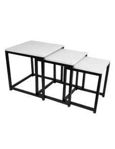 Set Măsuțe Cafea, KASTLER NEW TYP 3, living, 40x42x40 cm, MDF și metal | MobilaOK
