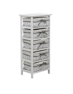 Comodă RUBY 5 pentru dormitor/hol, 40x29x90 cm, Lemn și răchită | MobilaOK