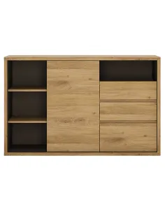 Comodă SHELDON TIP 43 pentru dormitor/hol, 136x40x86.8 cm, PAL melaminat stejar Shetland | MobilaOK