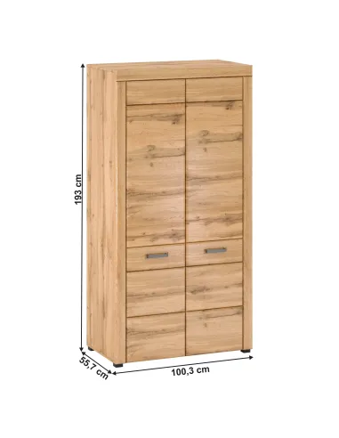Dulap-cuier PUSAN F, hol/dormitor, 100.3x55.7x193 cm, PAL/MDF/stejar apalache | MobilaOK
