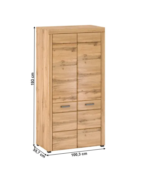Dulap-cuier PUSAN F, hol/dormitor, 100.3x55.7x193 cm, PAL/MDF/stejar apalache | MobilaOK