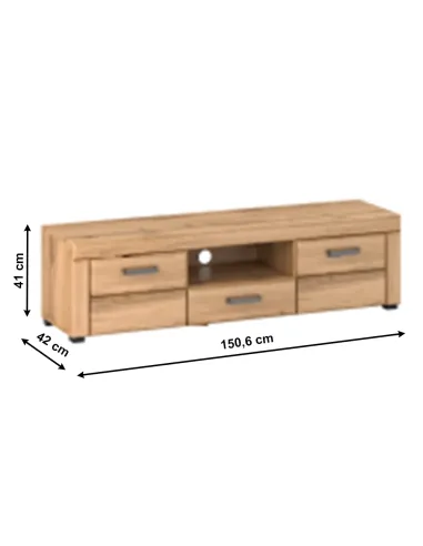 Masă RTV PUSAN P, living, 150.6x42x41 cm, PAL melaminat/MDF/ metal | MobilaOK