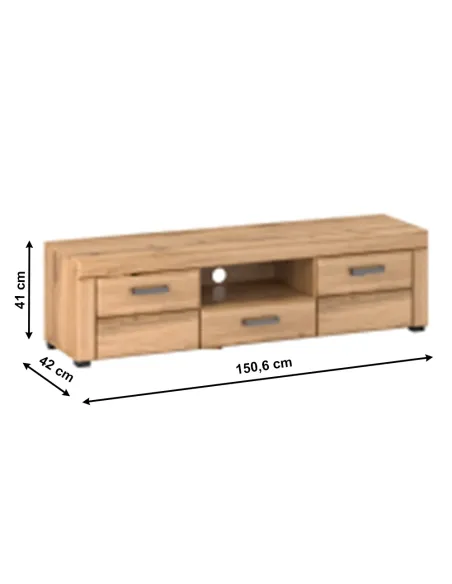 Masă RTV PUSAN P, living, 150.6x42x41 cm, PAL melaminat/MDF/ metal | MobilaOK