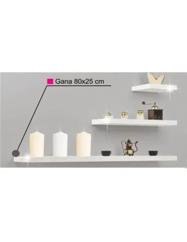 Poliță, GANA FY 11044-4, living/dormitor/birou, 80x25x5 cm, MDF alb lucios | MobilaOK