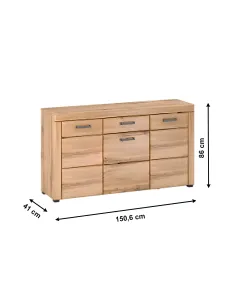 Comodă PUSAN E pentru dormitor, 150.6x41x86 cm, PAL laminat și MDF | MobilaOK 2