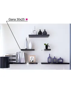 Poliță, GANA, living/dormitor/birou, 30x25 cm, MDF, negru lucios | MobilaOK