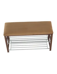 Bancă cu rafturi LANGELLA, hol/dressing, 81x49x31 cm, textil și metal | MobilaOK 2