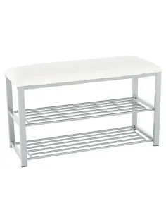 Bancă cu rafturi LANGELLA, hol/dormitor, 81x49x31 cm, textil/metal | MobilaOK