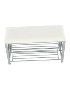 Bancă cu rafturi LANGELLA, hol/dormitor, 81x49x31 cm, textil/metal | MobilaOK 2