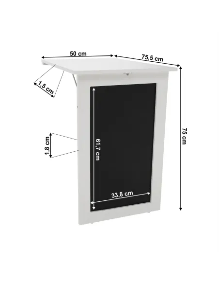 Masă pliantă ZALMAN, birou/copii, 50x75.5x75 cm, MDF cu tablă cretă | MobilaOK