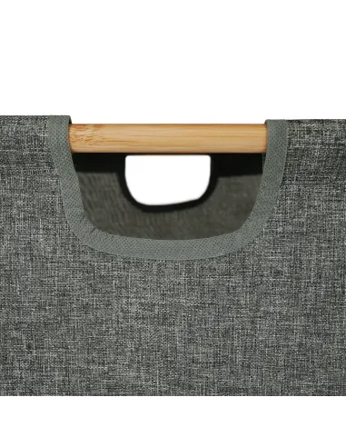 Raft, KELANA, depozitare multifuncțională, 40x30x88 cm, bambus lăcuit și țesătură gri | MobilaOK