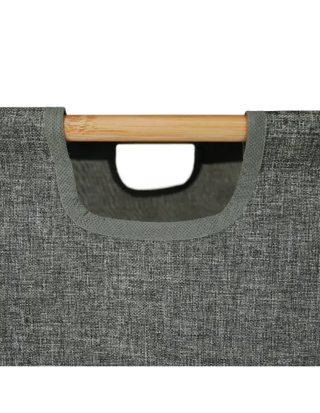 Raft, KELANA, depozitare multifuncțională, 40x30x88 cm, bambus lăcuit și țesătură gri | MobilaOK