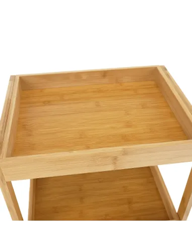 Raft, KELANA, depozitare multifuncțională, 40x30x88 cm, bambus lăcuit și țesătură gri | MobilaOK