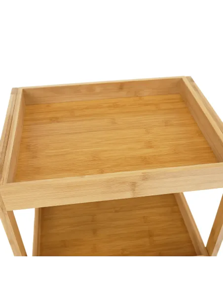 Raft, KELANA, depozitare multifuncțională, 40x30x88 cm, bambus lăcuit și țesătură gri | MobilaOK