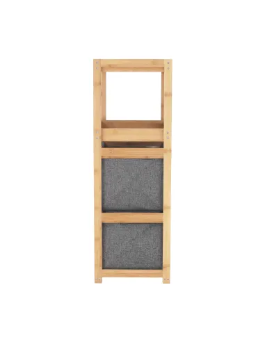 Raft, KELANA, depozitare multifuncțională, 40x30x88 cm, bambus lăcuit și țesătură gri | MobilaOK