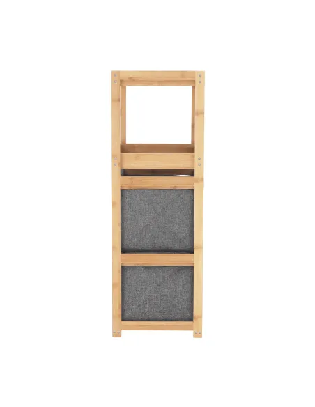 Raft, KELANA, depozitare multifuncțională, 40x30x88 cm, bambus lăcuit și țesătură gri | MobilaOK