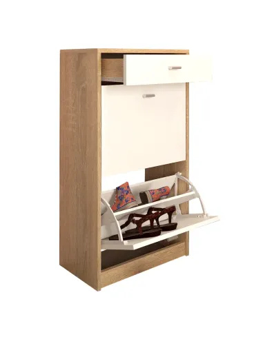 Pantofar VIVAT NEW TYP 1 pentru hol/dormitor, 50x92x28 cm, PAL melaminat alb/stejar sonoma | MobilaOK