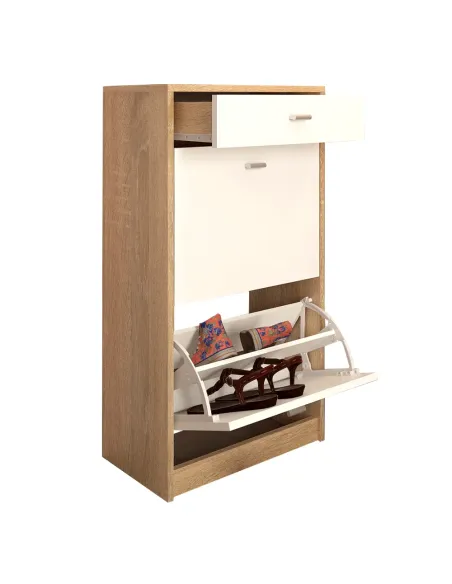 Pantofar VIVAT NEW TYP 1 pentru hol/dormitor, 50x92x28 cm, PAL melaminat alb/stejar sonoma | MobilaOK