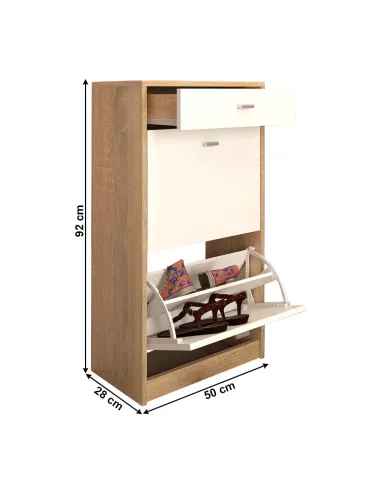 Pantofar VIVAT NEW TYP 1 pentru hol/dormitor, 50x92x28 cm, PAL melaminat alb/stejar sonoma | MobilaOK