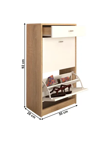 Pantofar VIVAT NEW TYP 1 pentru hol/dormitor, 50x92x28 cm, PAL melaminat alb/stejar sonoma | MobilaOK