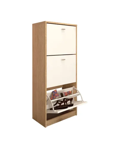 Pantofar 3 compartimente, stejar sonoma/alb, VIVAT NEW TYP 2 | MobilaOK