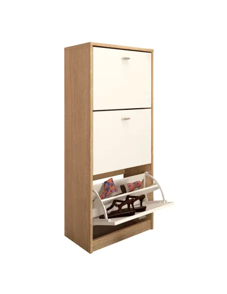 Pantofar 3 compartimente, stejar sonoma/alb, VIVAT NEW TYP 2 | MobilaOK
