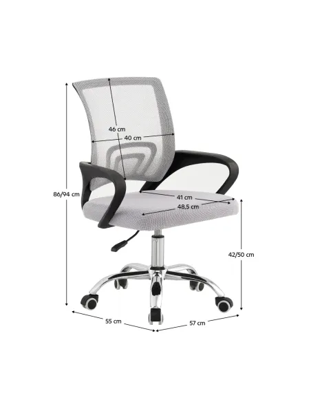 Scaun de birou DEX 4, birou, 57x55x86-94 cm, plasă, plastic, metal | MobilaOK