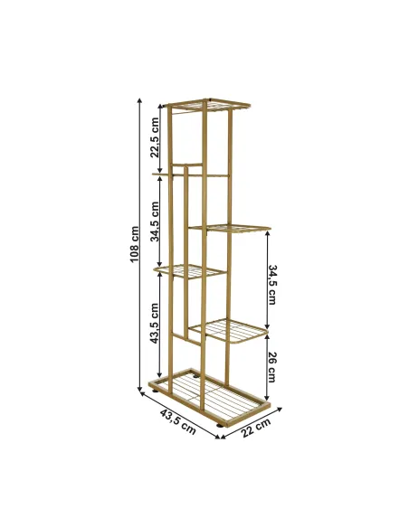 Suport de plante, BAMIR TIP 3, living/balcon, 43.5x22x108 cm, Metal auriu | MobilaOK