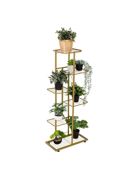 Suport de plante, BAMIR TIP 3, living/balcon, 43.5x22x108 cm, Metal auriu | MobilaOK