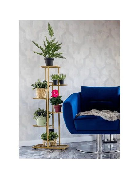 Suport de plante, BAMIR TIP 3, living/balcon, 43.5x22x108 cm, Metal auriu | MobilaOK