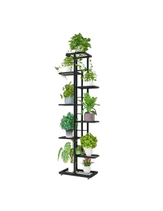 Suport pentru flori BAMIR, living/balcon, 43.5x22x141 cm, Metal gri închis | MobilaOK