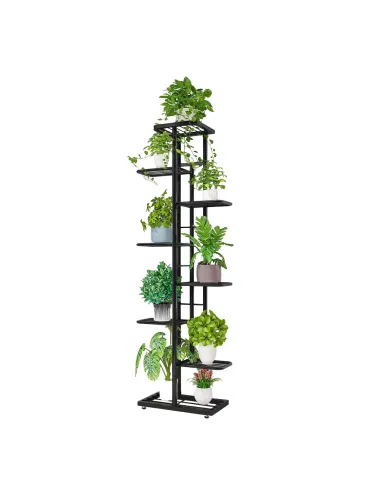 Suport pentru flori BAMIR, living/balcon, 43.5x22x141 cm, Metal gri închis | MobilaOK