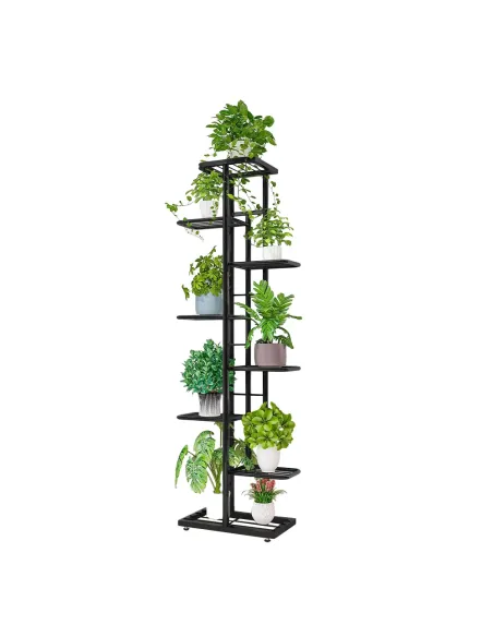 Suport pentru flori BAMIR, living/balcon, 43.5x22x141 cm, Metal gri închis | MobilaOK