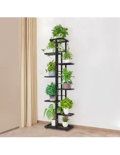Suport pentru flori BAMIR, living/balcon, 43.5x22x141 cm, Metal gri închis | MobilaOK 2