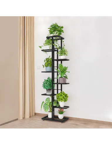 Suport pentru flori BAMIR, living/balcon, 43.5x22x141 cm, Metal gri închis | MobilaOK