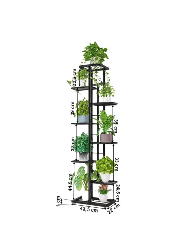 Suport pentru flori BAMIR, living/balcon, 43.5x22x141 cm, Metal gri închis | MobilaOK