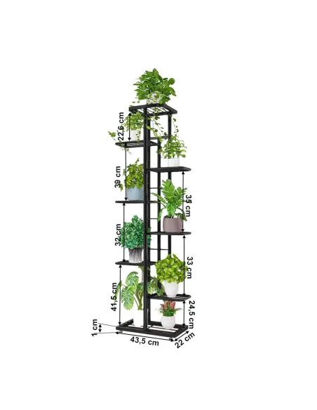 Suport pentru flori BAMIR, living/balcon, 43.5x22x141 cm, Metal gri închis | MobilaOK