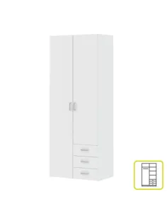 Dulap GWEN 70425 pentru dormitor, 77.6x49.5x200.4 cm, PAL melaminat | MobilaOK