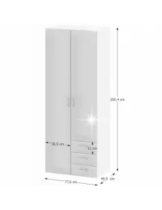 Dulap GWEN, dormitor, 77.6x200.4x49.5 cm, PAL melaminat | MobilaOK 2