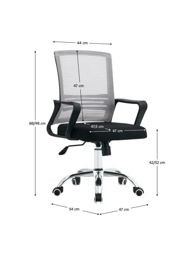 Fotoliu APOLO 2 NEW birou, 47x54x88-98 cm, plasă și textil | MobilaOK