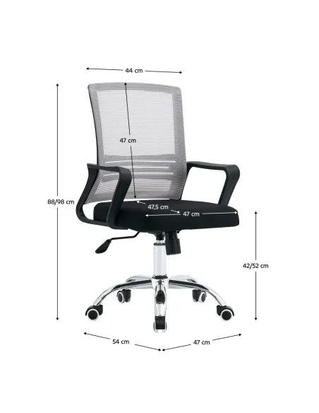 Fotoliu APOLO 2 NEW birou, 47x54x88-98 cm, plasă și textil | MobilaOK
