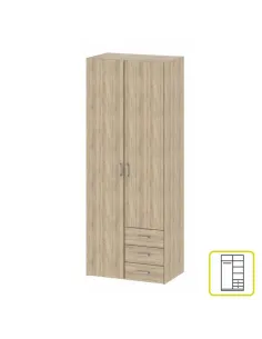 Dulap GWEN 70425 pentru dormitor, 77.6x200.4x49.5 cm, PAL înfoliat stejar sonoma | MobilaOK