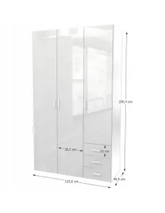 Dulap GWEN, dormitor, 115.8x200.4x49.5 cm, PAL melaminat | MobilaOK 2